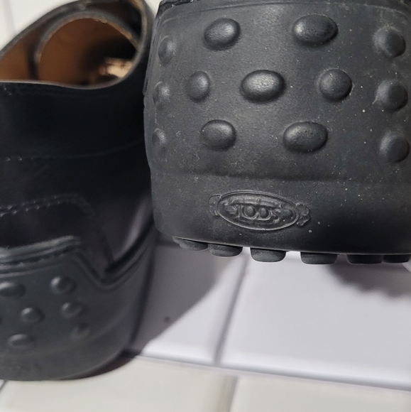 Mens Black Laceup Oxford Comfort Shoe Rubber Pebble Thick Sole